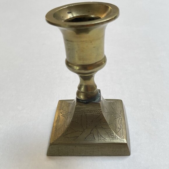 Brass Candle Holder Vintage Taper Stick Square Base Mid Century Home Decor - Picture 3 of 9